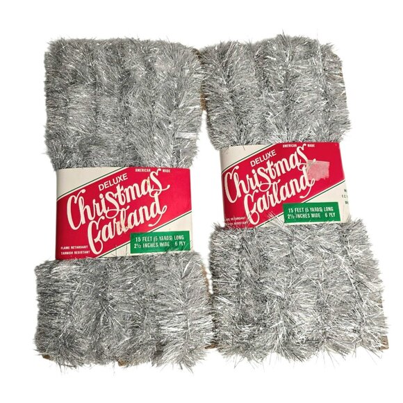 2 Vintage Deluxe Christmas Garland Silver Tree Tinsel 15 Ft Holiday Decor New - Picture 5 of 5